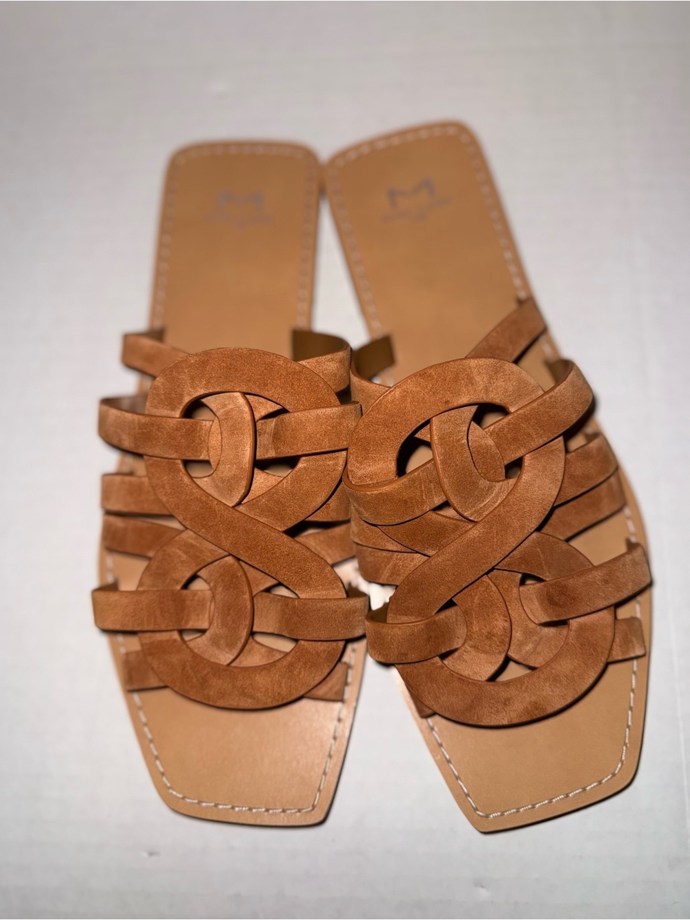 Marc Fisher Cognac Braided Slide Sandals